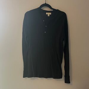 J. Crew Black Long Sleeve Henley Shirt